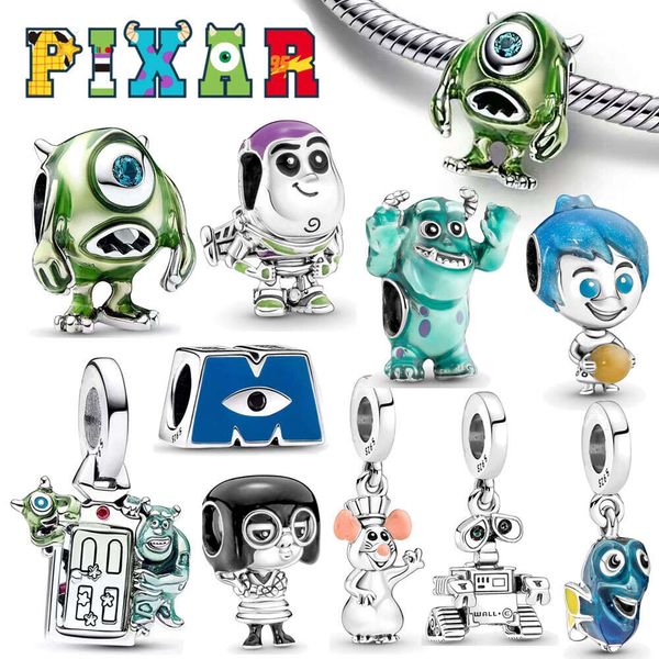 2024 HEROCROSS Pixar Monsters Inc Argento placcato fascino Buzz Lightyear Bead Fit braccialetto originale regali da donna