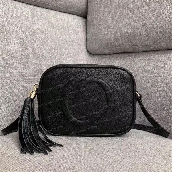 Preto bolsa de ombro bolsas carteira bolsa feminina crossbody soho saco disco franjas mensageiro sacos bolsa 22cm corpo cruz feminino purs229a