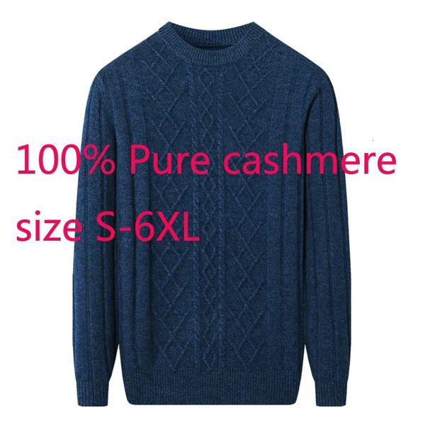 Moda di arrivo 100% cashmere uomo addensato caldo oversize casual o-collo computer pullover lavorato a maglia maglione taglie forti S-6XL 240124