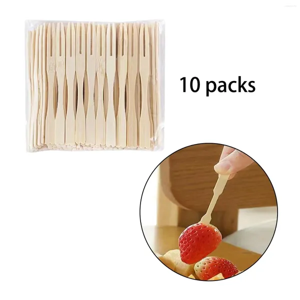 Forchette 100 pezzi Forchetta da frutta in bambù da 9 cm Accessorio da cucina per servire formaggi, dessert, torte, compleanni usa e getta