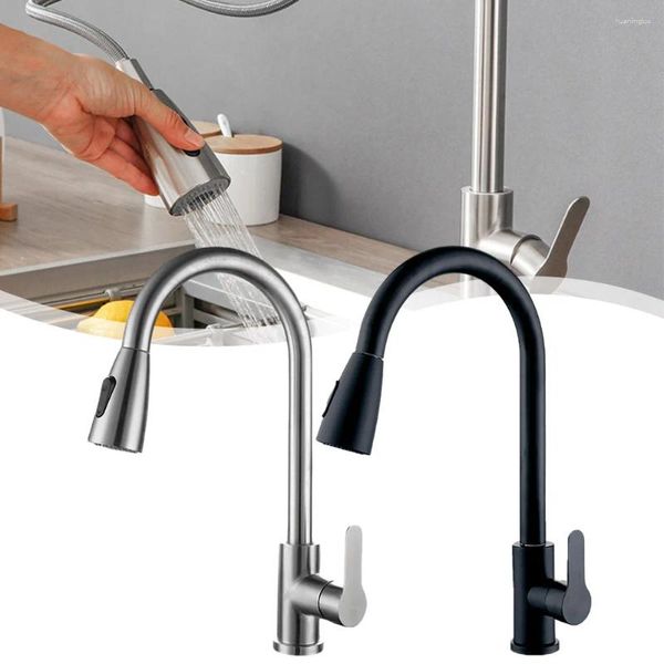 Rubinetti per lavandino del bagno Rubinetto dell'acqua Rubinetto estraibile in acciaio inossidabile Rotazione a 360 ° e miscelatore freddo Accessori da cucina