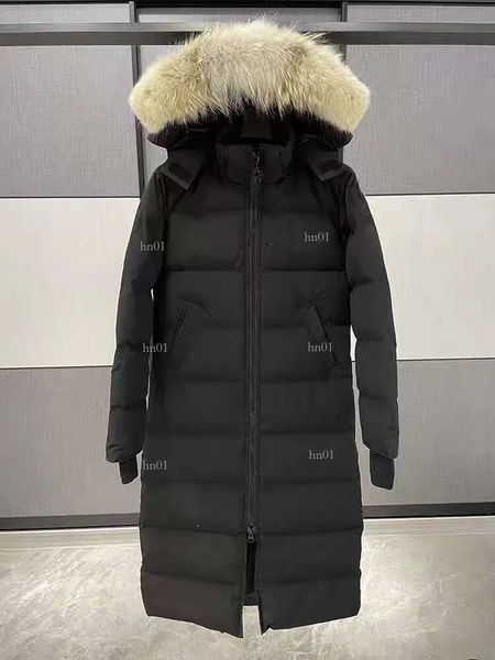 Damen-Daunenjacke, Designer-kanadische Modemarke Gooses, lange Mäntel, große Tasche, Pelzkragen, Thermo-Oberteil, weiblich, Herbst und Winter, großer Kleidungsmantel, 95