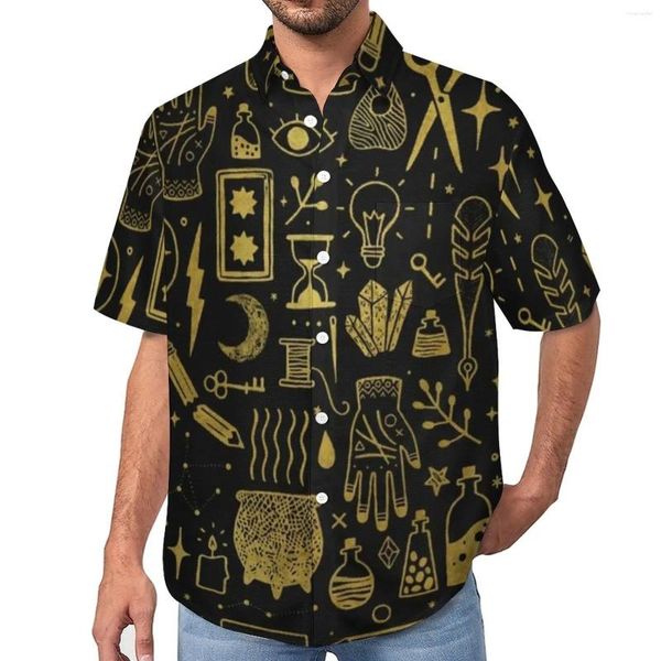 Мужские повседневные рубашки, винтажная рубашка Moon Make Magic Art для отдыха, гавайские модные блузки, мужские большие размеры на заказ