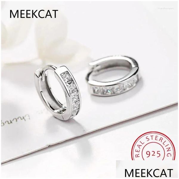 Hoop Huggie Hoop Küpeler Sevimli 10mm 925 Sterling Sier Square Cz Taş Döngü Küçük Çember Hie Kadınlar için Bebek Çocuk Mücevherleri Brinc OT8AQ