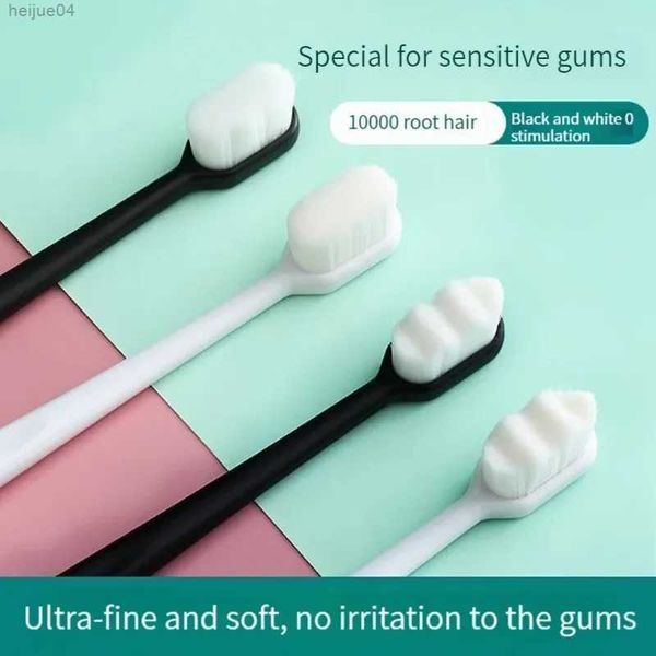 Escova de dentes 10000 cabelos macios, escova de dentes ecológica portátil para viagem com caixa de fibra macia nano escova de dentes cuidados de higiene oral