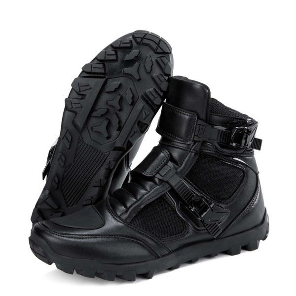 Bota de motociclista vintage, tênis retrô masculino, botas de couro, motocross, sapatos de segurança, equipamento de motocicleta