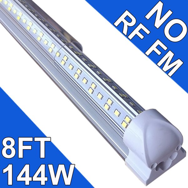 Luzes de loja LED de 8 pés, luz de tubo LED integrada em forma de V de 8 pés, 144W 144000lm, lâmpada de montagem em superfície conectável com tampa transparente, luz fluorescente de fábrica T8 T10 T12 usastock