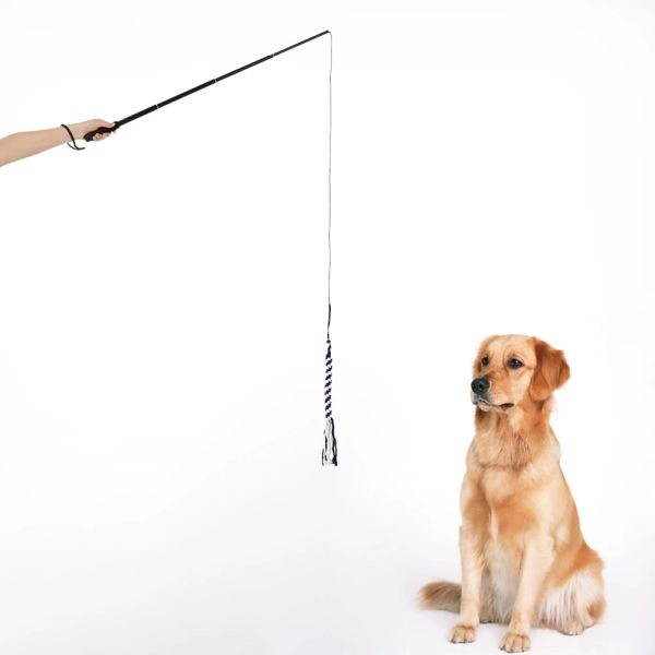 Trelas extensíveis pólo flertar brinquedo durável teaser varinha pet corda tether isca brinquedo para cão exercício ao ar livre brinquedos interativos para animais de estimação gatos