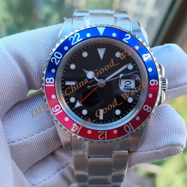 BP Fabrika Erkekler Vintage V2 Erkekler 40mm Siyah Dial Red Çerçevesi 1675 Çelik Bileklik Antika Otomatik 2813 Hareket Saatleri Mekanik Tarih Bilek saatleri