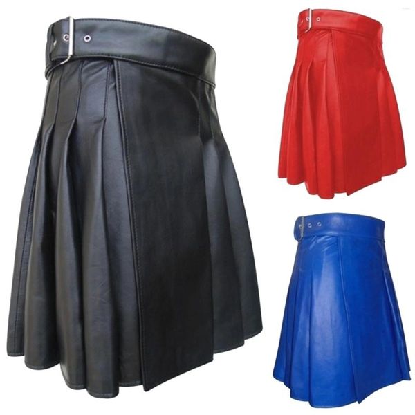 Männer Hosen Männer Plissee Röcke Mode Schottischen Stil Plaid Kontrast Farbe Taschen Koreanische Hohe Taille Pantalones Hombre 2024