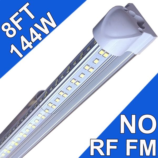 Luci da negozio a LED da 8 piedi, tubo a LED integrato a forma di V da 8 piedi e 8', lampada da montaggio superficiale collegabile con copertura trasparente da 144 W 144000 lm, sostituisce la luce fluorescente T8 T10 T12 usastock