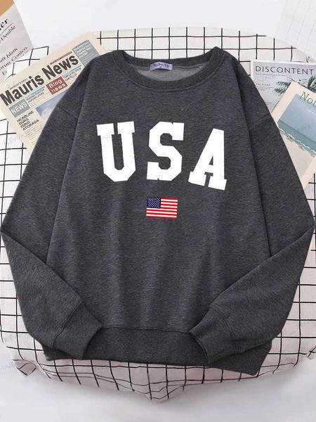 Hoodies das mulheres moletom EUA bandeira americana patriótica rua com capuz mulheres simples oversize moletom rua all-match roupas hipster s-xxl feminino tops t240126