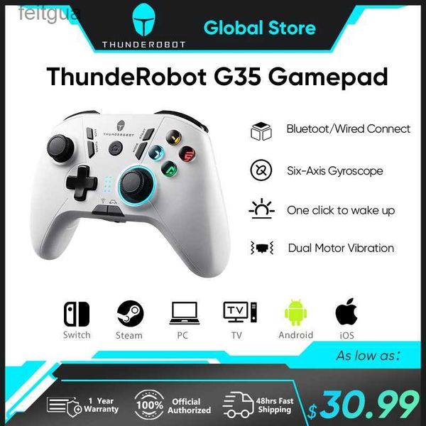 Oyun Denetleyicileri Joysticks Thunderobot G35 Bluetooth Gamepad Kablosuz Kablolu Titreşim Kontrolörü Turbo Patlama Düğmesi PC SMART TV YQ240126