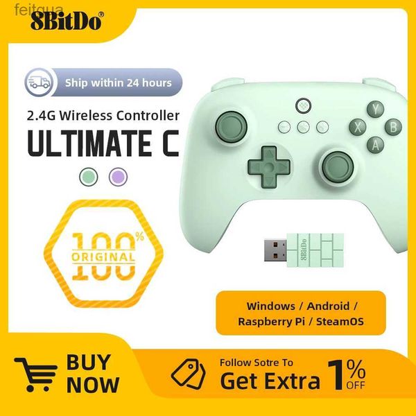 Controladores de jogo Joysticks 8BitDo Ultimate C Wireless 2.4G Gaming Controller para PC Windows 10 11 Steam PC Raspberry Pi Android YQ240126