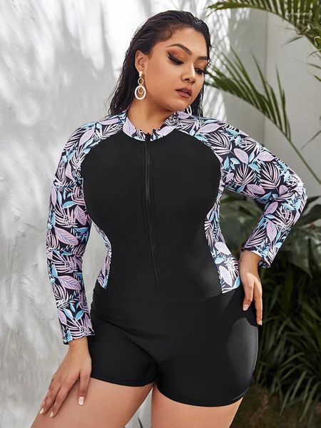 Costume da bagno da donna Rash Guard Surf Costume da bagno taglie forti Donna 2024 Costume da bagno intero a maniche lunghe Protezione solare Bagno da spiaggia