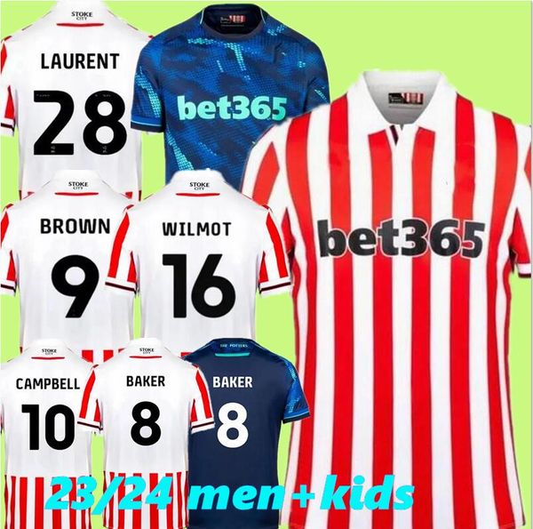 23 24 Stoke City MIKEL CAMPBELL maglie da calcio via terzo SMITH FLETCHER POWELL BROWN CLUCAS casa Kit 2023 2024 camiseta Baker Powell Marrone Calcio uomo Camicie