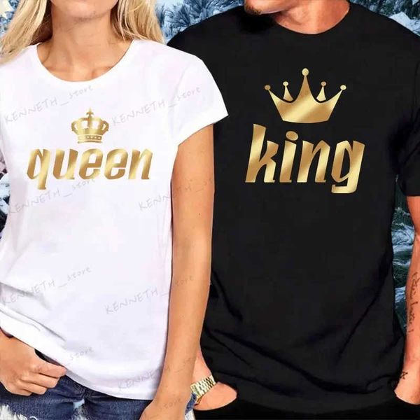 T-shirt da uomo King and Queen Stampato Coppie T-shirt Style Street Personality Manica corta Abiti sportivi larghi Uomo Donna Amanti unisex Top T240126