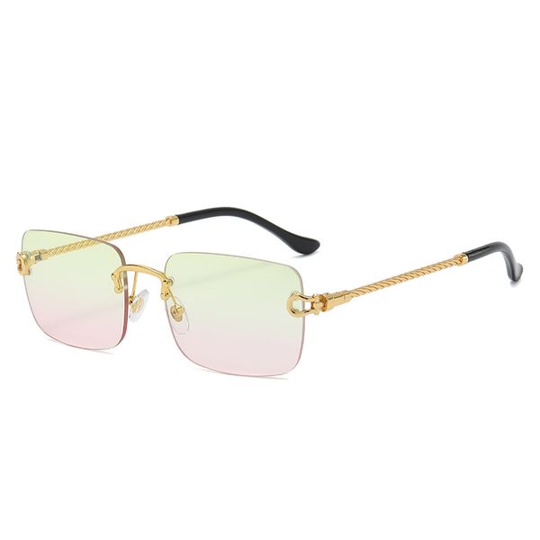 Retro-Mode Sonnenbrillen Frauen Männer Marke Designer Randlose Gradienten Sonnenbrille Schattierungen Schneiden Objektiv Damen Rahmenlose_voghion.com