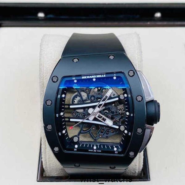 Uhrwerk RM Armbanduhr Richardsmille Armbanduhr Rm61-01 Automatische mechanische Uhr Serie Handbuch 50,23 * 42,7 mm Rm6101 Schwarze Keramik Weiße Spur