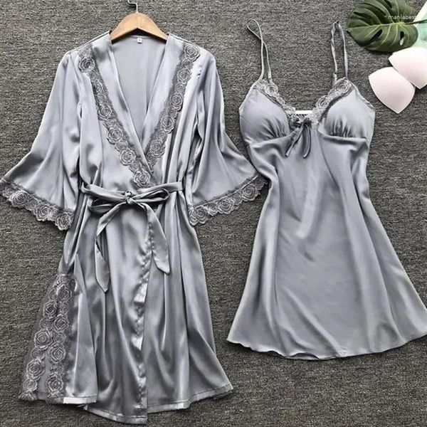 Kadın pijama pantolon bayanlar çoban kıyafetleri için set ipek giyim elbisesi gown nighte pijama