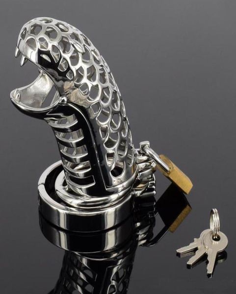 Cobra Totem 2016 Dispositivo Masculino Gaiola Galo Cinto Especial Bloqueio de Pênis de Aço Inoxidável Produtos de Brinquedos Sexuais Metal Adulto Game8421648