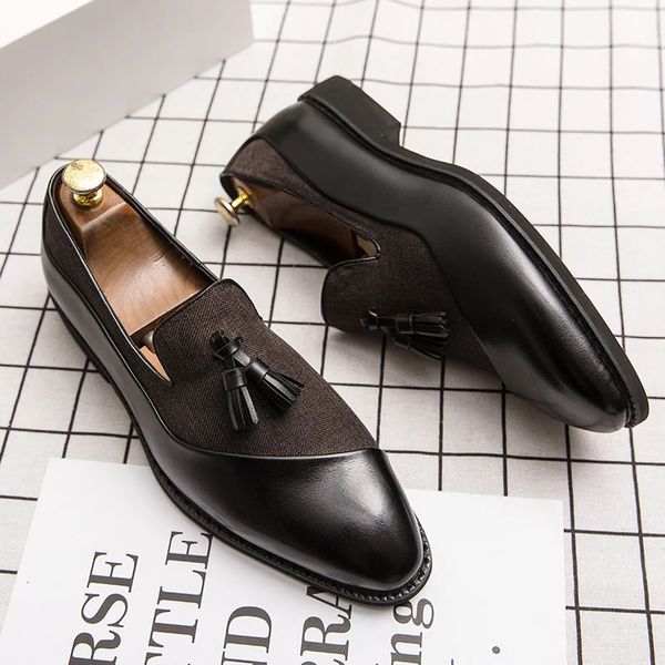 Business Dress Men Fashion Classic Men Men Suits Slip On Oxfords Shoes Party Tassel Designer Shoes Claic костюм Oxford обувь Tael Deigner Hoe