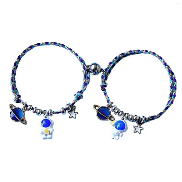 Bracelets de charme 1Pair Femmes Hommes Astronaute Star Mode Mignon Quotidien Couple Bracelet Bijoux Alliage Boucle Magnétique Anniversaire Petit Ami