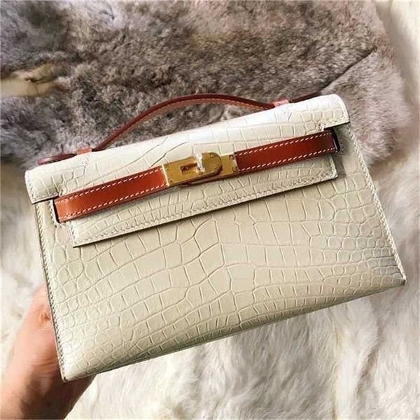 Borsa a mano in pelle di coccodrillo di design fatta a mano 7A Pelle di vacchetta Donna Home Bellissima mini spalla da donna di colore di lussoIMLTGO8E