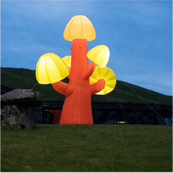 wholesale Arbre de champignon gonflable soufflé par air de grand éclairage extérieur de haute qualité de 6mH 20ft orange LED pour l'événement, la fête, la décoration de spectacle