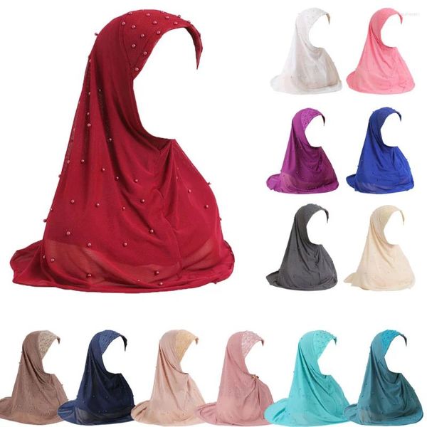Roupas étnicas Malha Beading Muçulmano Pull On Ready Wear Instant Hijab Chemo Cap Uma Peça Amira Oração Mulheres Bonnet Xaile Headwrap Turbante