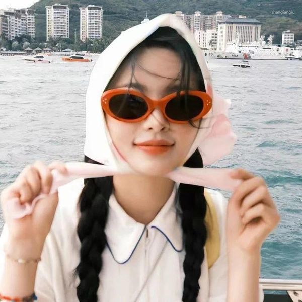 Güneş gözlüğü Kore Şık Güneş Gözlükleri Erkek Kadın Oval Şekli UV Koruma Vintage Retro Stil Açık