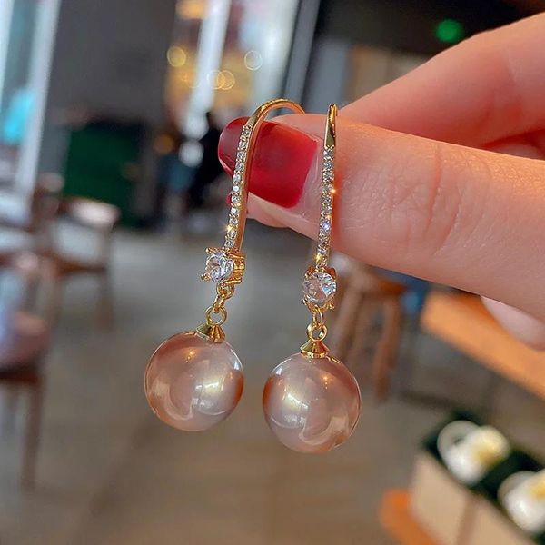 Charme Natürliche Perle Tropfen Ohrringe Echtes Gold Echtes Gold Gefüllt Ohrring Mujer Exquisite Schmuck Prasiolith Hochzeit Geschenke für Frauen