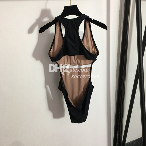 Sexy Damen-Bikinis, Designer-Bademode, luxuriöser Badeanzug mit Buchstabendruck, Neckholder, einteilig, gepolsterte Neoprenanzüge, Sets, Badeanzüge mit durchsichtigen Trägern