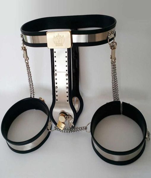 Calças de cinto feminino coxa anel punhos bdsm bondage dispositivo de retenção de metal de aço inoxidável brinquedos sexy eróticos para mulheres adultos1824595