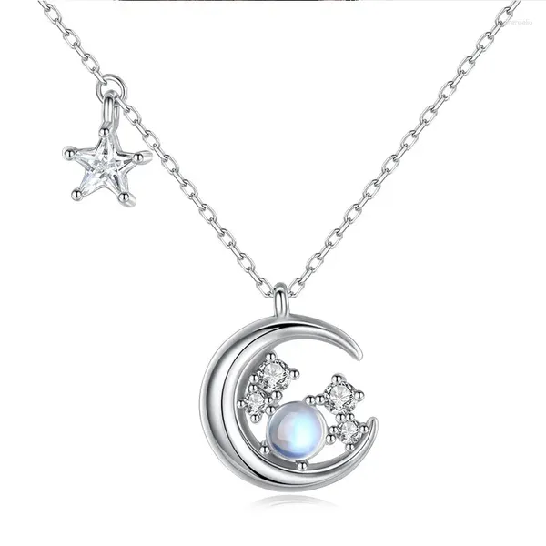 Ожерелья с подвесками из серебра 925 пробы с кисточкой, кристаллом, звездой и луной, подвески, колье, эффектное ожерелье для женщин, ювелирные изделия для вечеринок Dz147