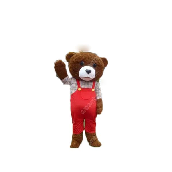 Tuta rossa personalizzata di alta qualità Teddy Bear Costume della mascotte Personaggio dei cartoni animati Outfit Suit Xmas Outdoor Party Festival Dress Abbigliamento pubblicitario promozionale