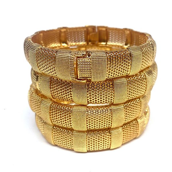 Dubai 24k banhado a ouro pulseiras africanas luxo feminino pulseiras duras pulseira indiana charme de casamento etíope árabe mão jóias 240122