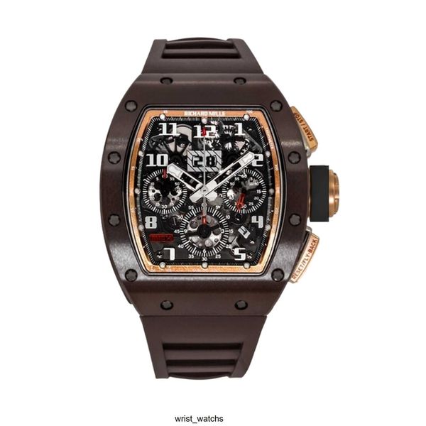 Relógio de pulso rm relógio de pulso richardsmille rm011 marrom cerâmica rosa ouro tzp edição asiática relógio masculino rm011 r1
