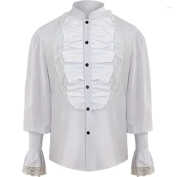 Camisas de vestido masculinas medieval renascentista cosplay traje steampunk top roupas masculinas camisa plissada pirata