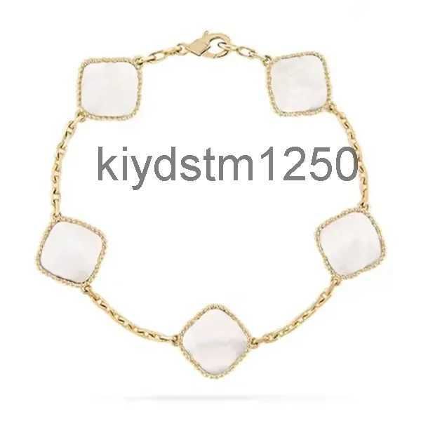 Moda clássica 4/quatro folhas trevo charme pulseiras 18k concha madrepérola marca designer pulseira corrente para festa feminina presente de aniversário jóias TT5W