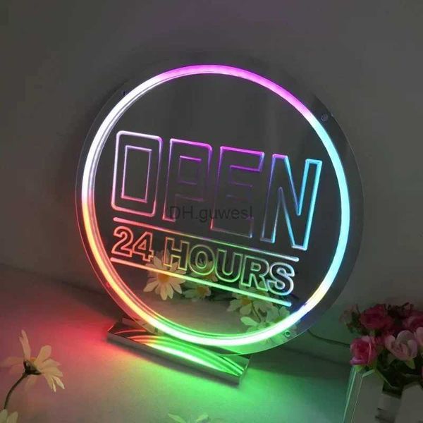 LED Neon İşaret RGB Açık 24 Saat LED Işıklar Açık Neon İşaret Aynası Renkli Neon Lamba Dekor Dekor Kafe Bar Mağazası Dekorasyon Parlatıcı Neon Işık USB YQ240126