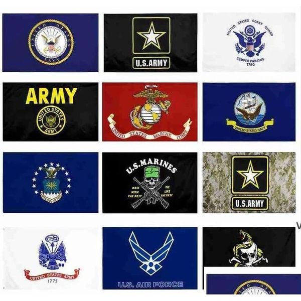 Bandeira Bandeiras Bandeira Do Exército Dos EUA Usmc 13 Estilos Direto Da Fábrica Atacado Força Aérea Skl Gadsden Camo Banner Fuzileiros Navais Zz Drop Delivery Home Gard Otzae
