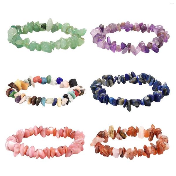 Charme Pulseiras 6 Pcs Polido Estiramento Espiritual Homens Mulheres Yoga Meditação Pedra Natural Jóias Ansiedade Alívio Ore Pulseira De Cristal Conjunto