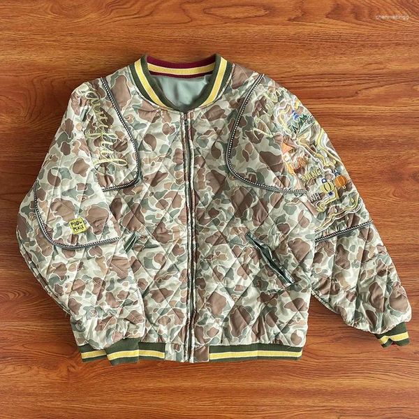 Giacche da uomo 2024 Uomini di lusso ricamato Kapital Camouflage pieghe tasche Bomber cappotti giacche / piumino cotone caldo primavera 727