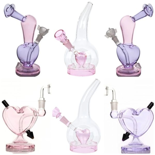 Vintage Valentines Love Heart Glaspfeife Bong Shisha Dab Rig Original werkseitig hergestellt, kann Kundenlogo von DHL UPS CNE setzen