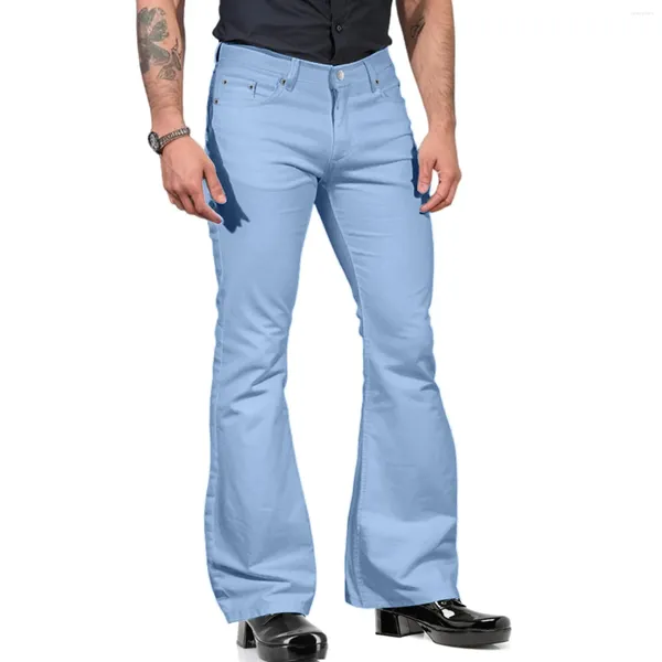 Мужские костюмы Мужские однотонные прямые расклешенные брюки Брюки-клеш Модные английские деловые повседневные брюки с карманами Уличная одежда 2024