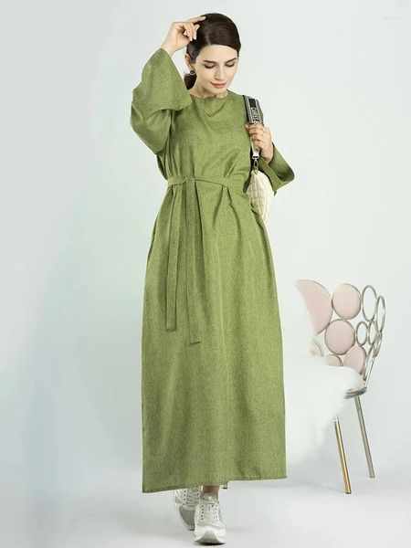 Ethnische Kleidung Baumwolle Leinen geschlossen Abaya Kleid Dubai Casual Kimono muslimische Abayas für Frauen afrikanische Kleider Ramadan Eid islamischen Kaftan