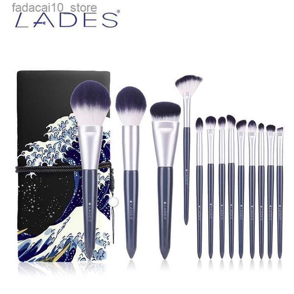 Pincéis de maquiagem LADES 13PCS Conjuntos de pincéis de maquiagem Azul Foundation Brush Powder Blush Concealer Eyeshadow Beauty Make Up cabelo sintético com bolsa Q240126