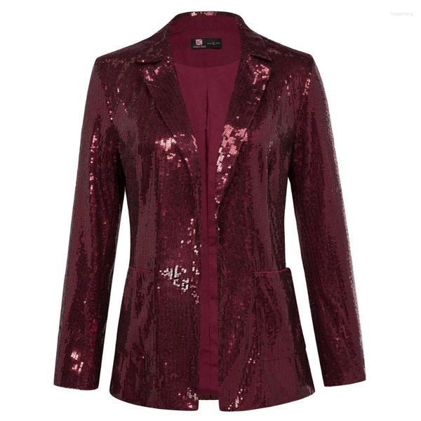 Abiti da donna Moda Paillettes Formal Party Reunion Blazer Cappotto Colletto con bavero Aperto davanti Solido Causale Business Donna Slim Fit