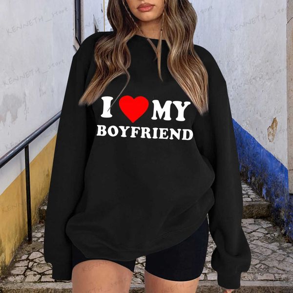 Erkek Hoodies Sweatshirts My My Boyfriend Giyim Mektubu Baskı Sweatshirt Gevşek Mektup Baskı Damla Omuz Kılıf Hoodie Sweatshirt bayanlar Sweatshirt